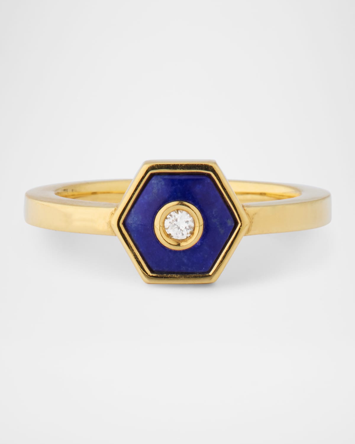 Baia Sommersa 18K Yellow Gold Ring with White Diamond and Lapis