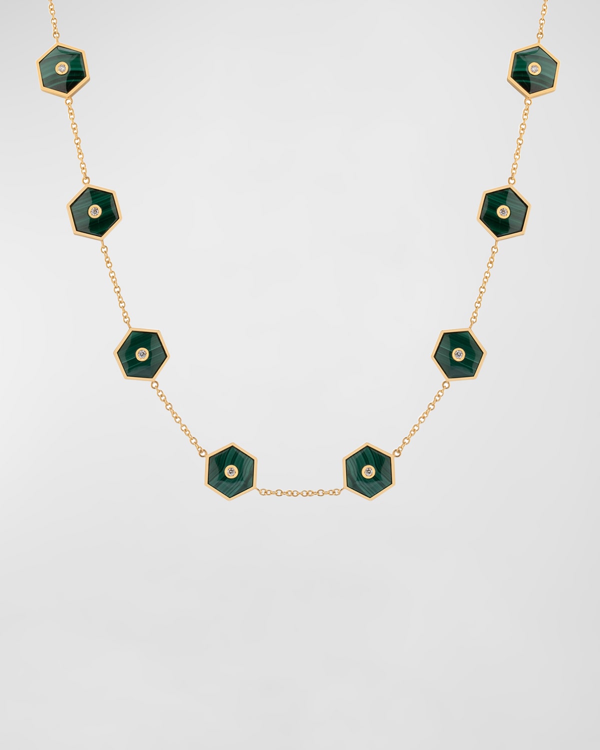 Baia Sommersa 18K Yellow Gold Malachite and Diamond Necklace