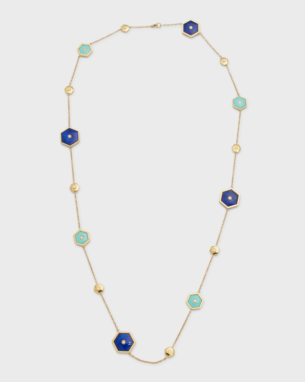 Sommersa 18K Turquoise Diamond Lapis Station Necklace