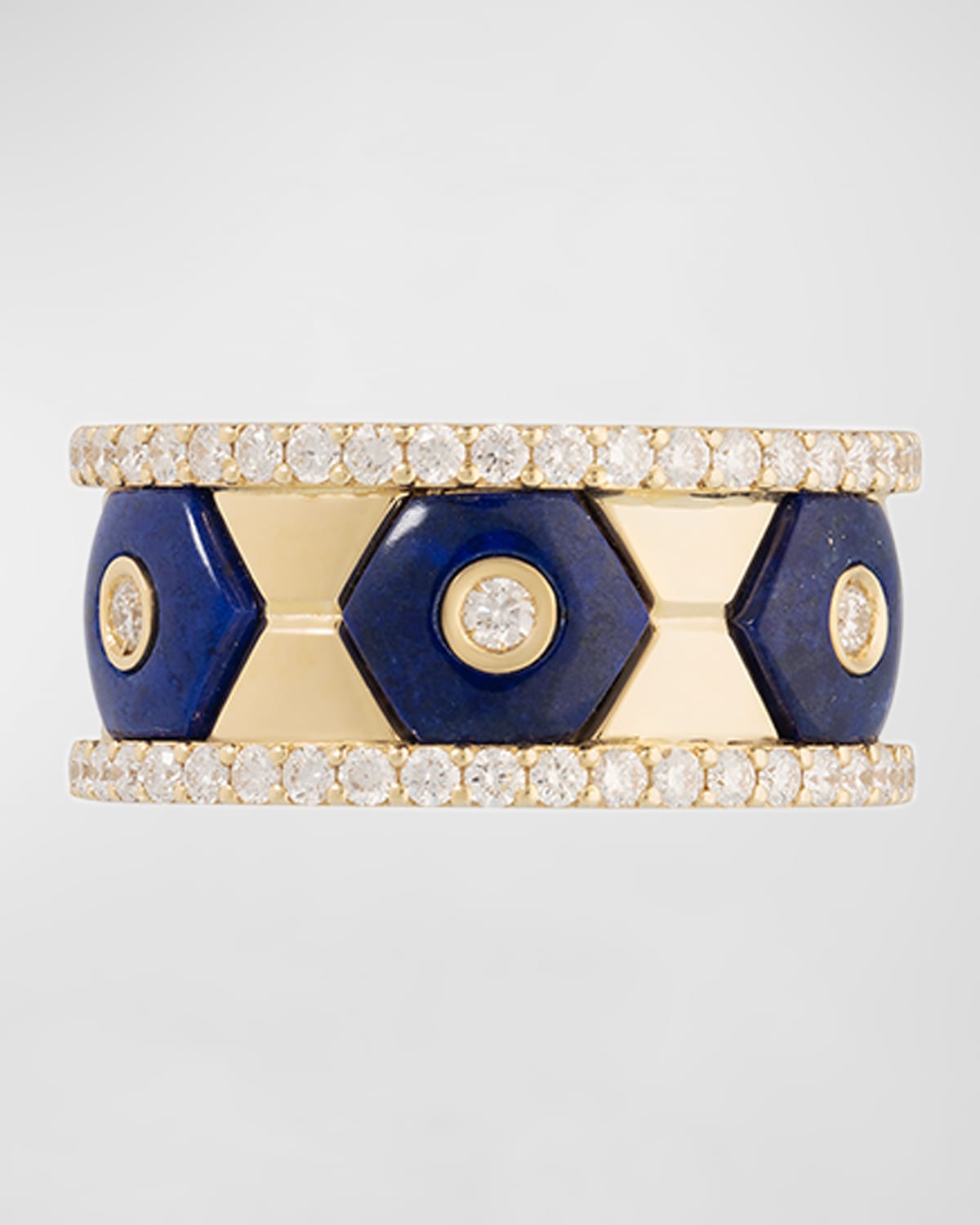 Baia Sommersa 18K Yellow Gold Eternity Ring with White Diamonds and Lapis