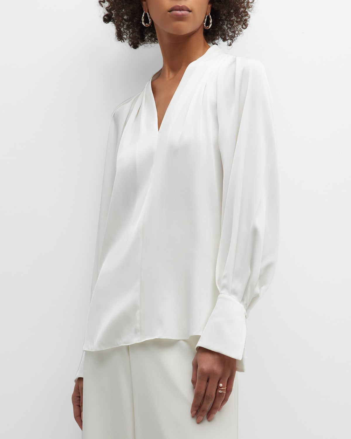 Kobi Halperin Nanee Pleated Silk Blouse In Ivory