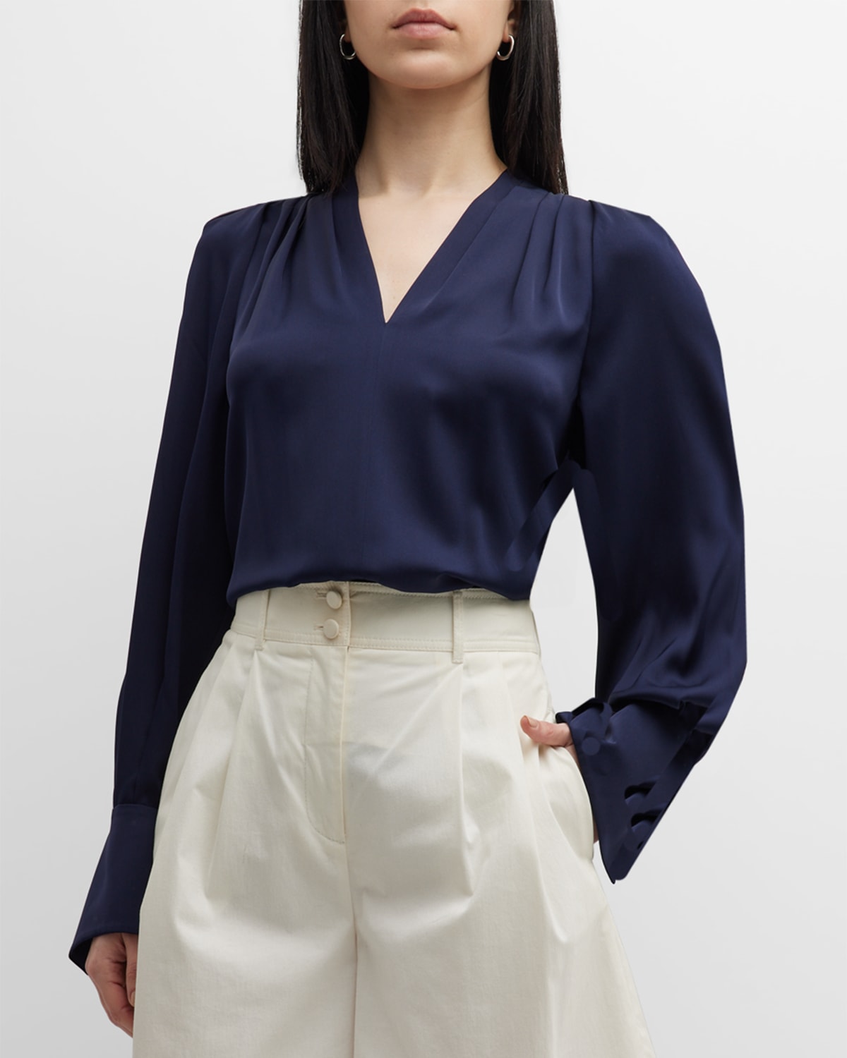 Kobi Halperin Rebekah Silk-blend Blouse In Midnight Blue