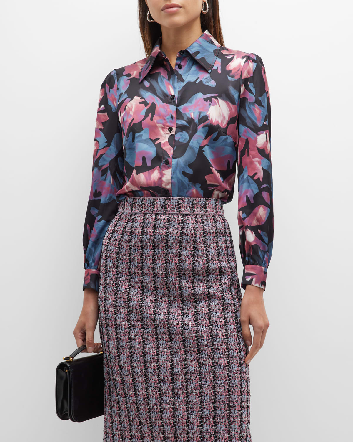Maroon & White Floral Printed Button-Down Dress for Women main image 1