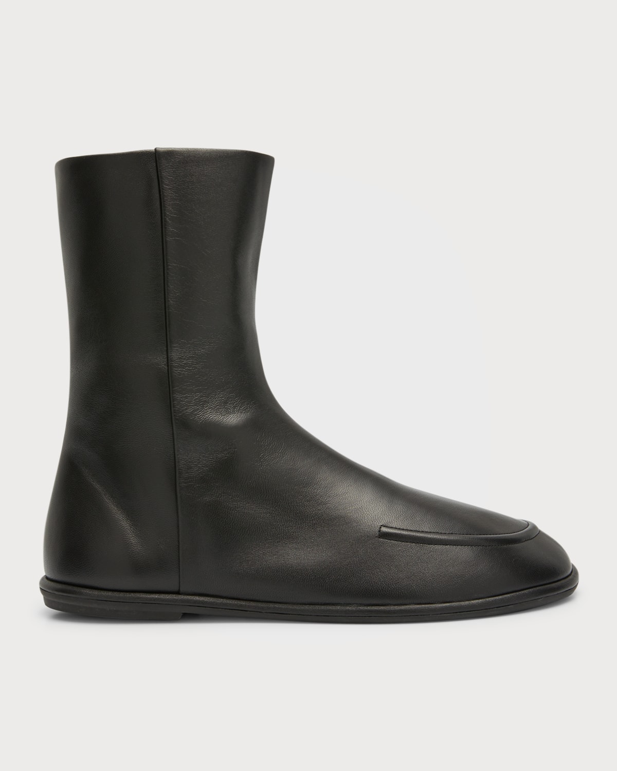 THE ROW Canal Leather Apron-Toe Booties