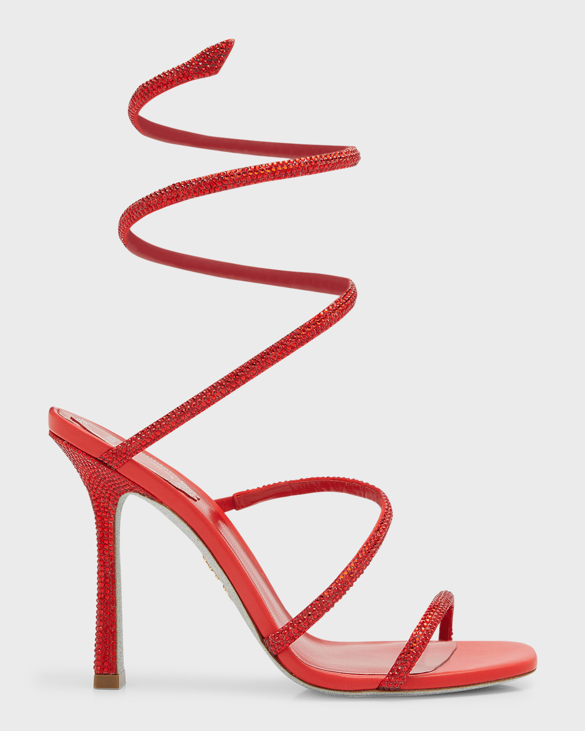 René Caovilla Strass Snake-wrap Cocktail Sandals In Red Vipera