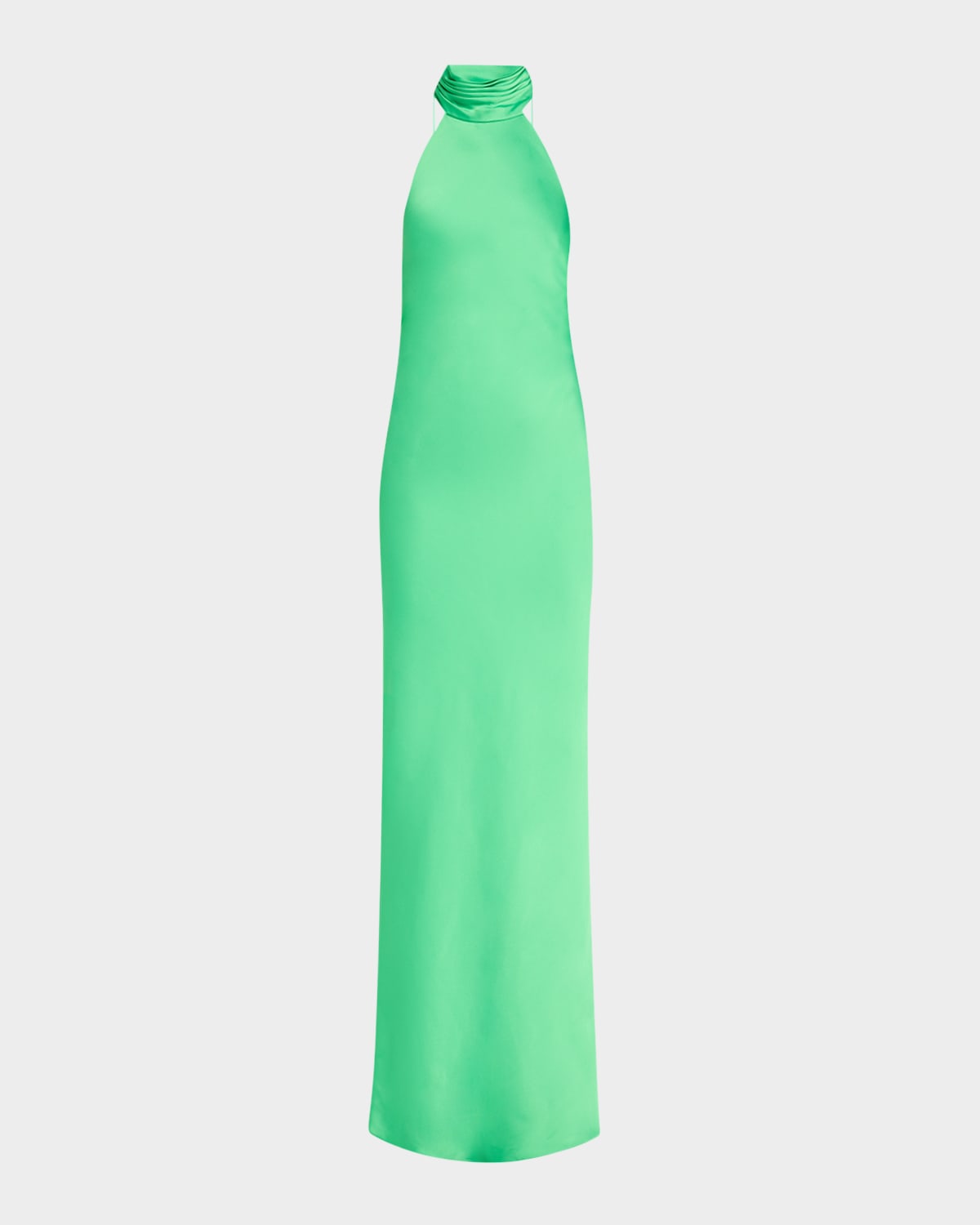 Shop Ramy Brook Tatiana Low-cut Halter Column Gown In Tropic Green