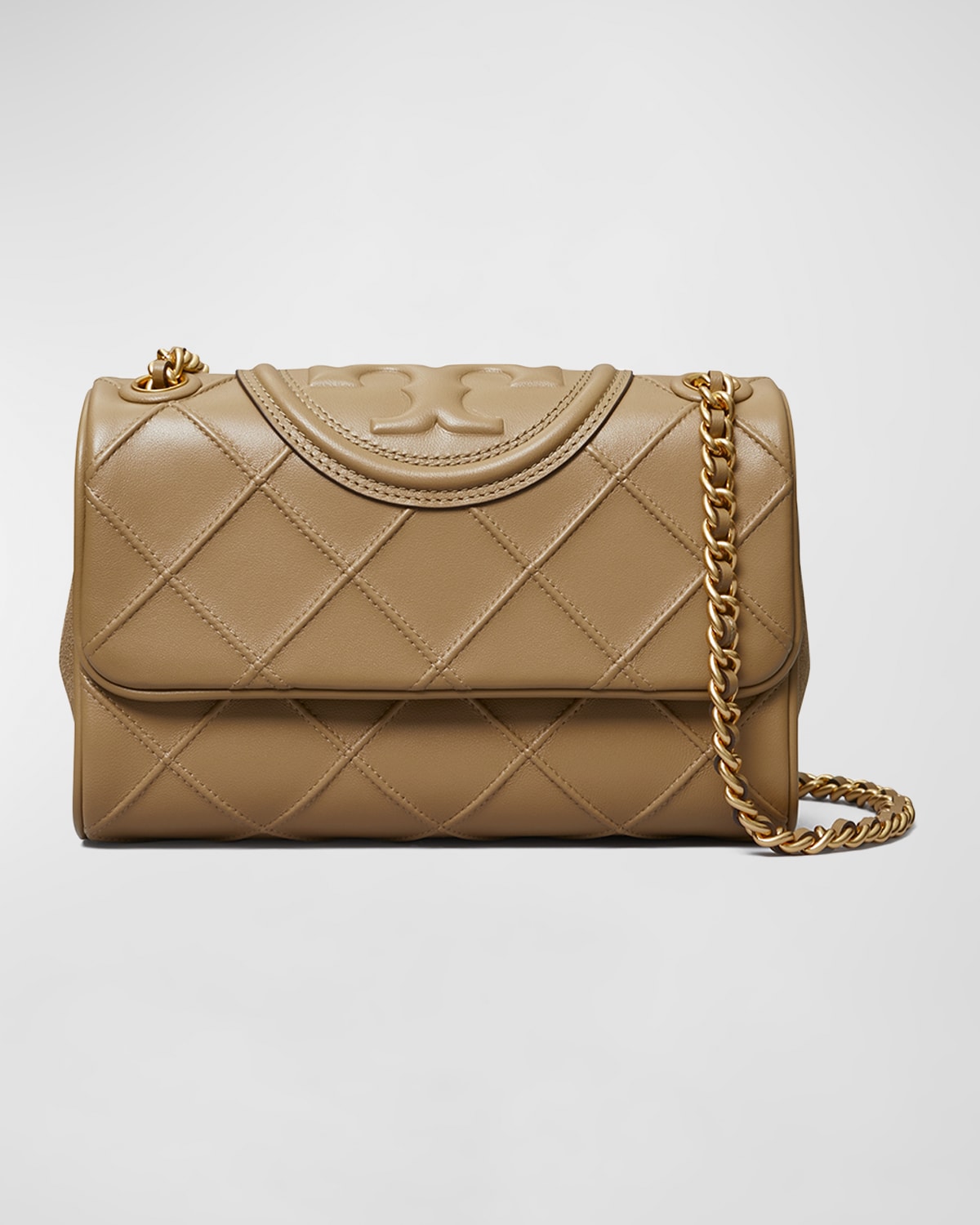 Tory Burch Fleming Small Convertible Woven Shoulder Bag In Pebblestone