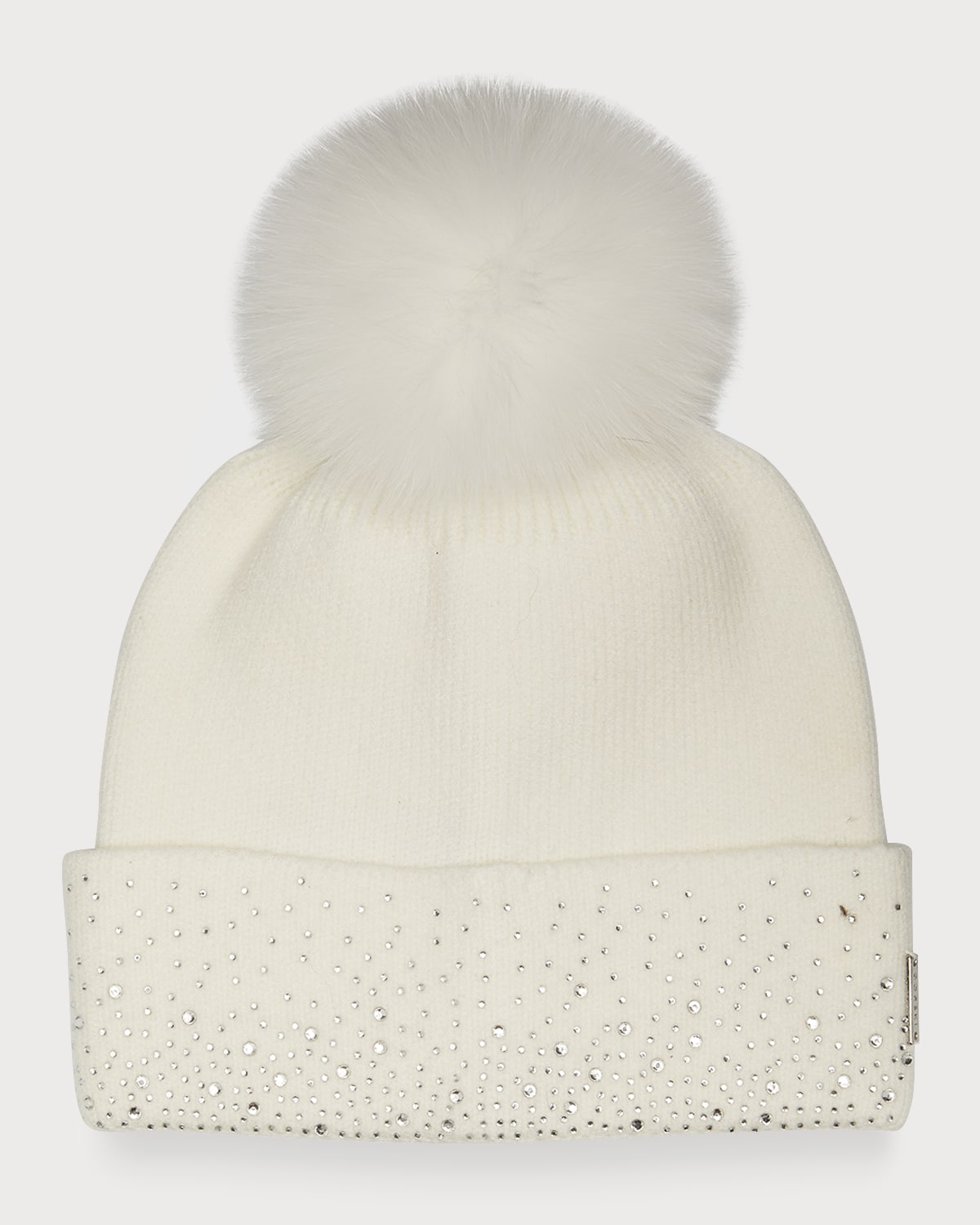Gorski Embellished Lambswool Pom Knit Beanie In Pink