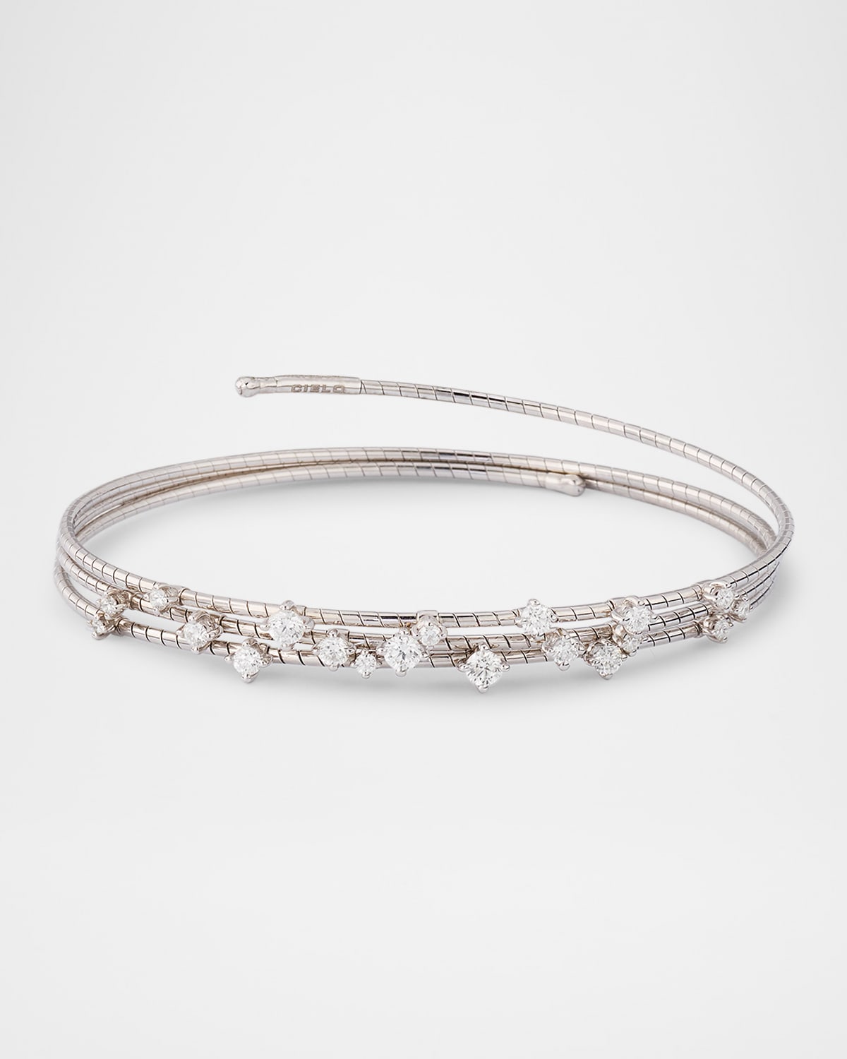 Mattia Cielo 18k White Gold Spiral Diamond Bracelet