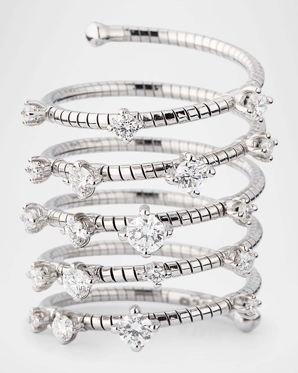 Mattia Cielo 18k White Gold Spiral Diamond Ring