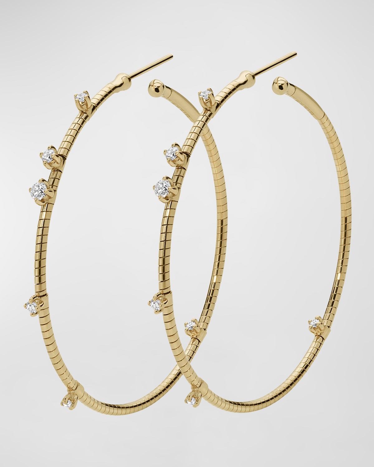 18k Yellow Gold Diamond Hoop Earrings