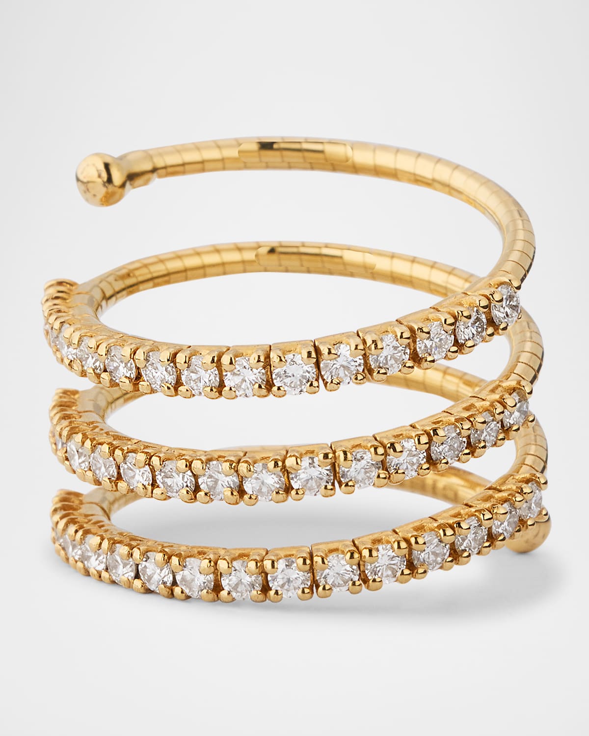 18K Yellow Gold Coil Ring with Diamonds