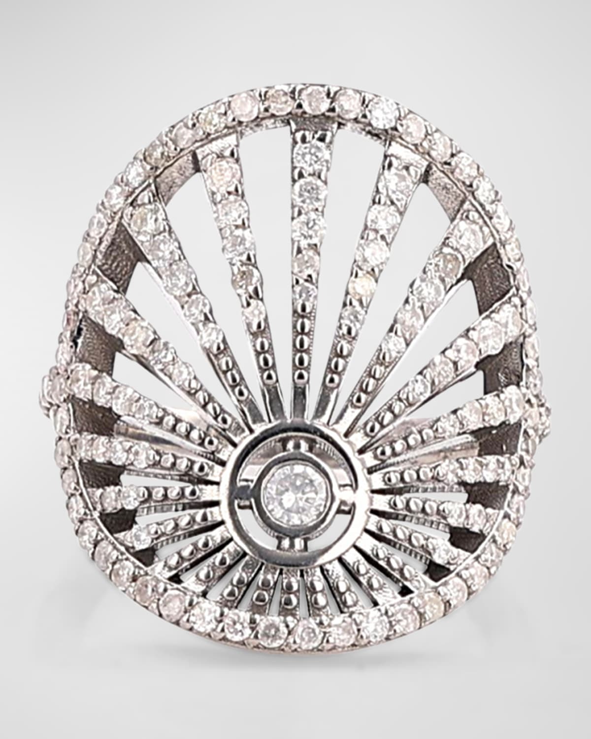 Sheryl Lowe Pave Diamond Sun Ray Ring In Silver