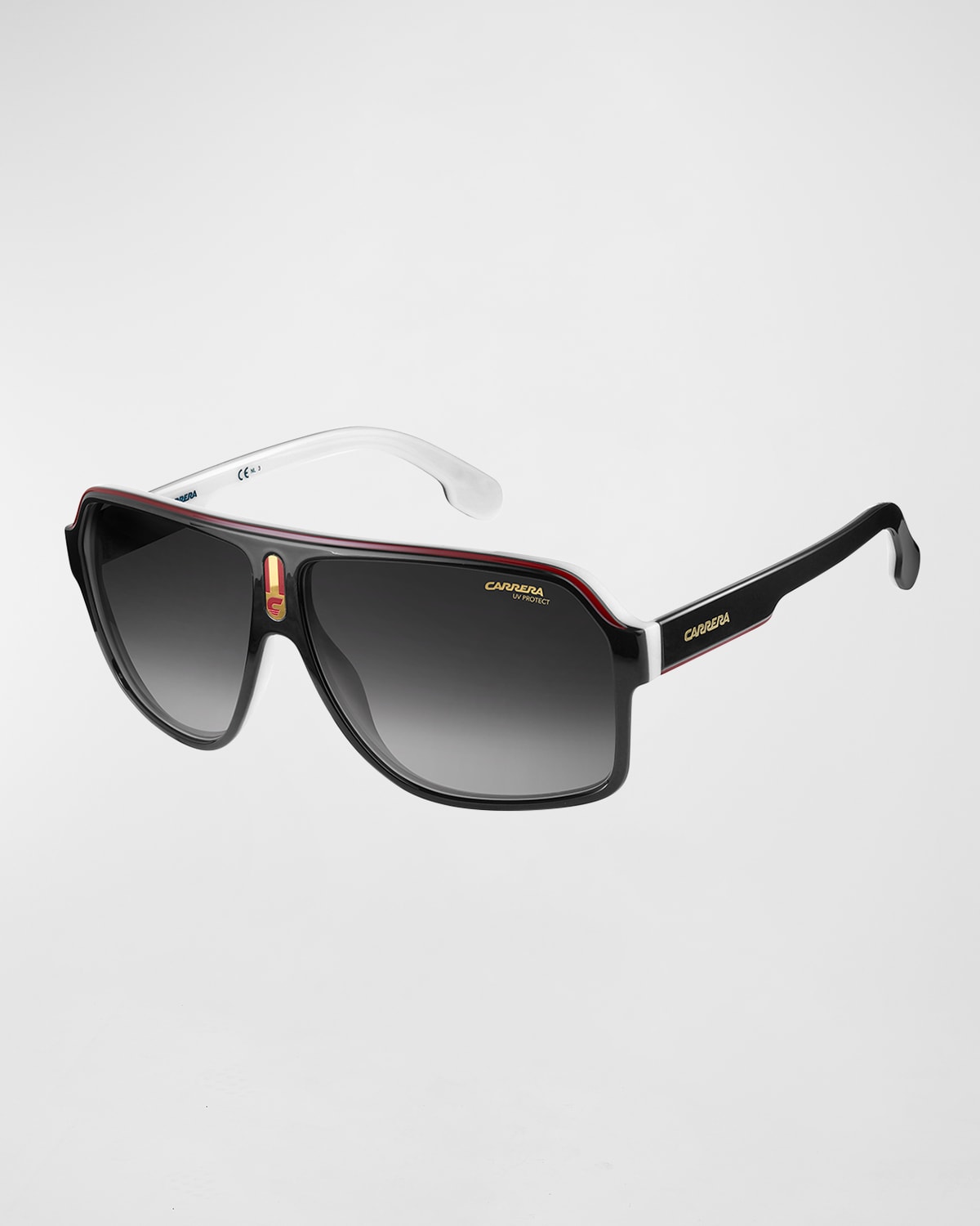 Carrera Men's Logo Nose Bridge Rectangle Sunglasses In Black White