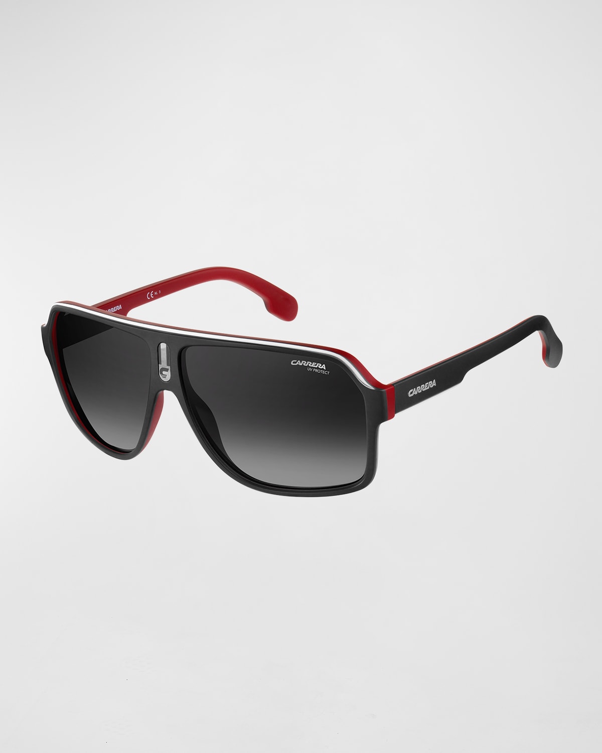 Carrera Men's Logo Nose Bridge Rectangle Sunglasses In Black Red