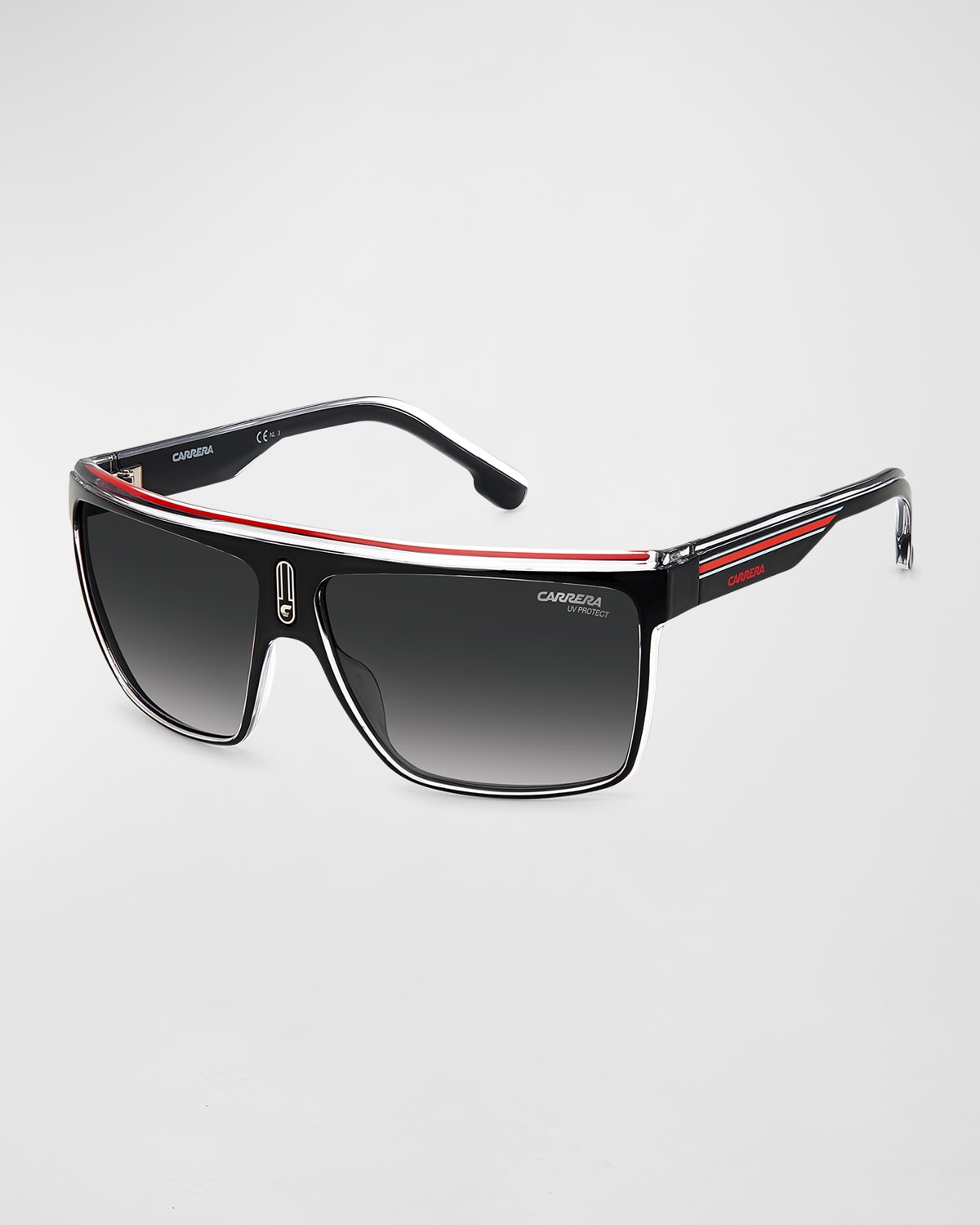 Shop Carrera Men's 22/n Flat-top Rectangle Sunglasses In Black White Red