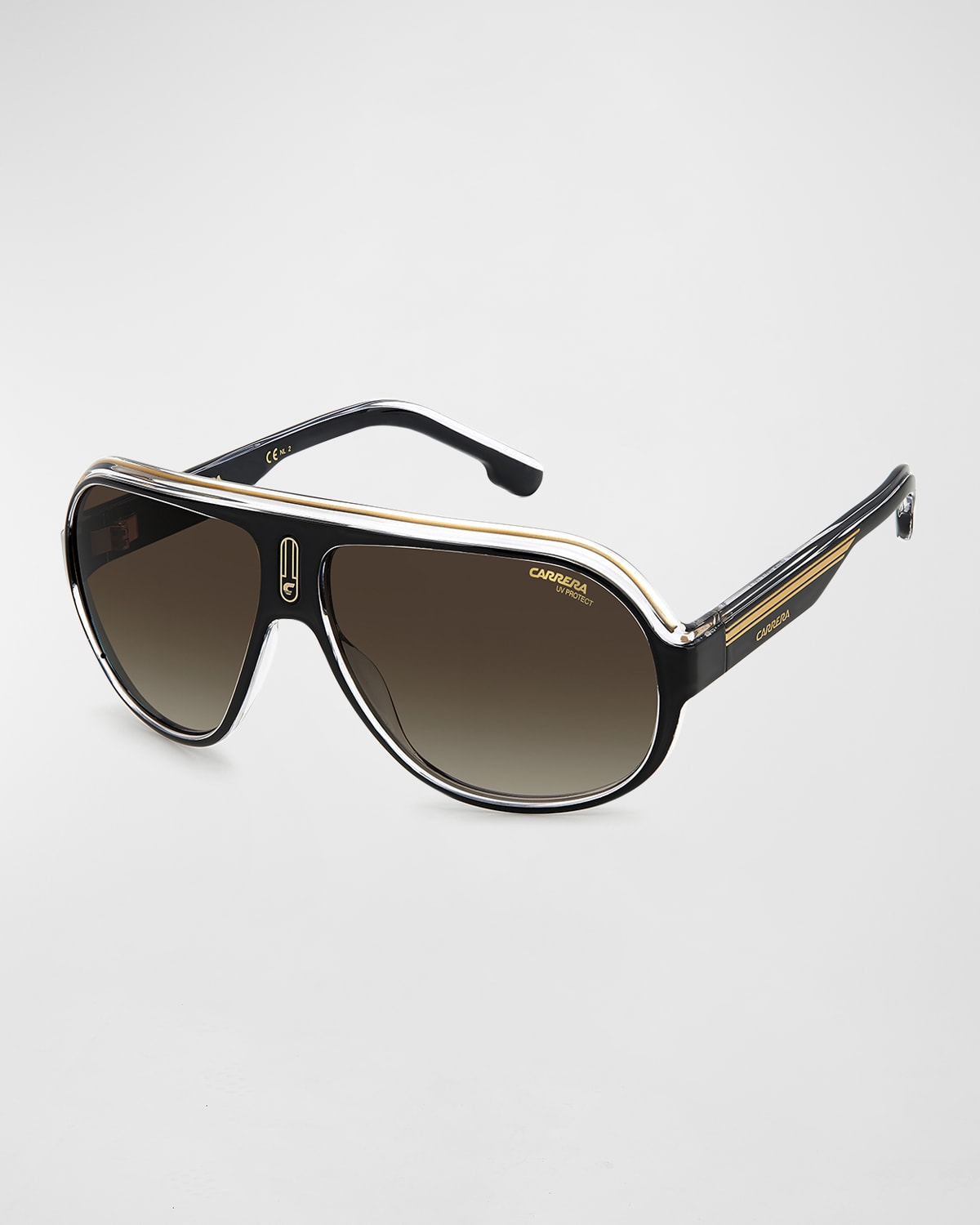 Carrera Men's Speedway/n C-logo Aviator Sunglasses In Black Gold