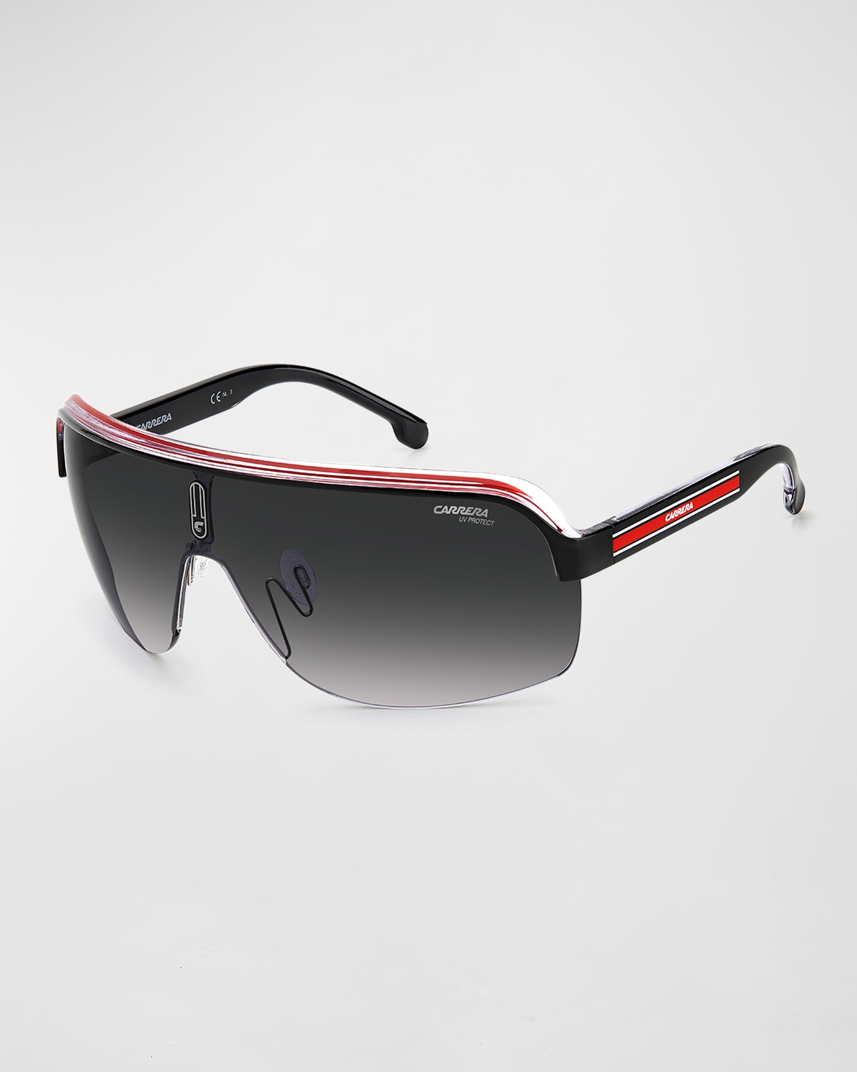 Carrera Men's Topcar 1/n Gradient Shield Sunglasses In Black White Red