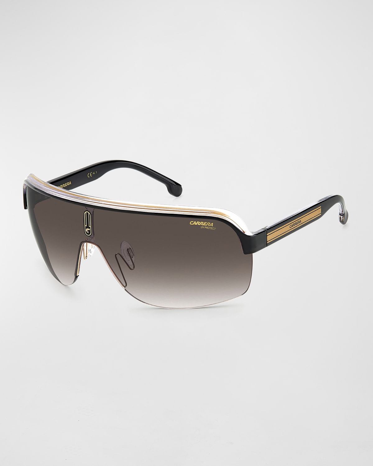 Carrera Men's Topcar 1/n Gradient Shield Sunglasses In Black / Brown / Gold