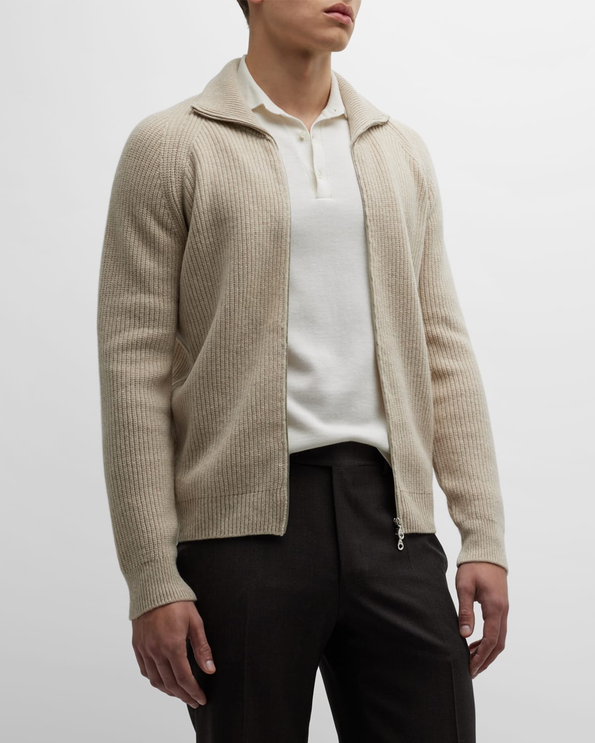 Men's Thatch Wool-Cashmere Zip Sweater