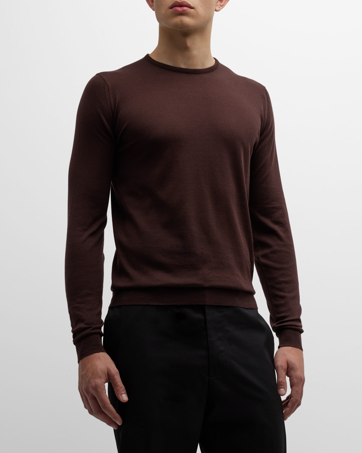 John Smedley Men's Hatfield Sea Island Cotton Sweater In Coffee Bean