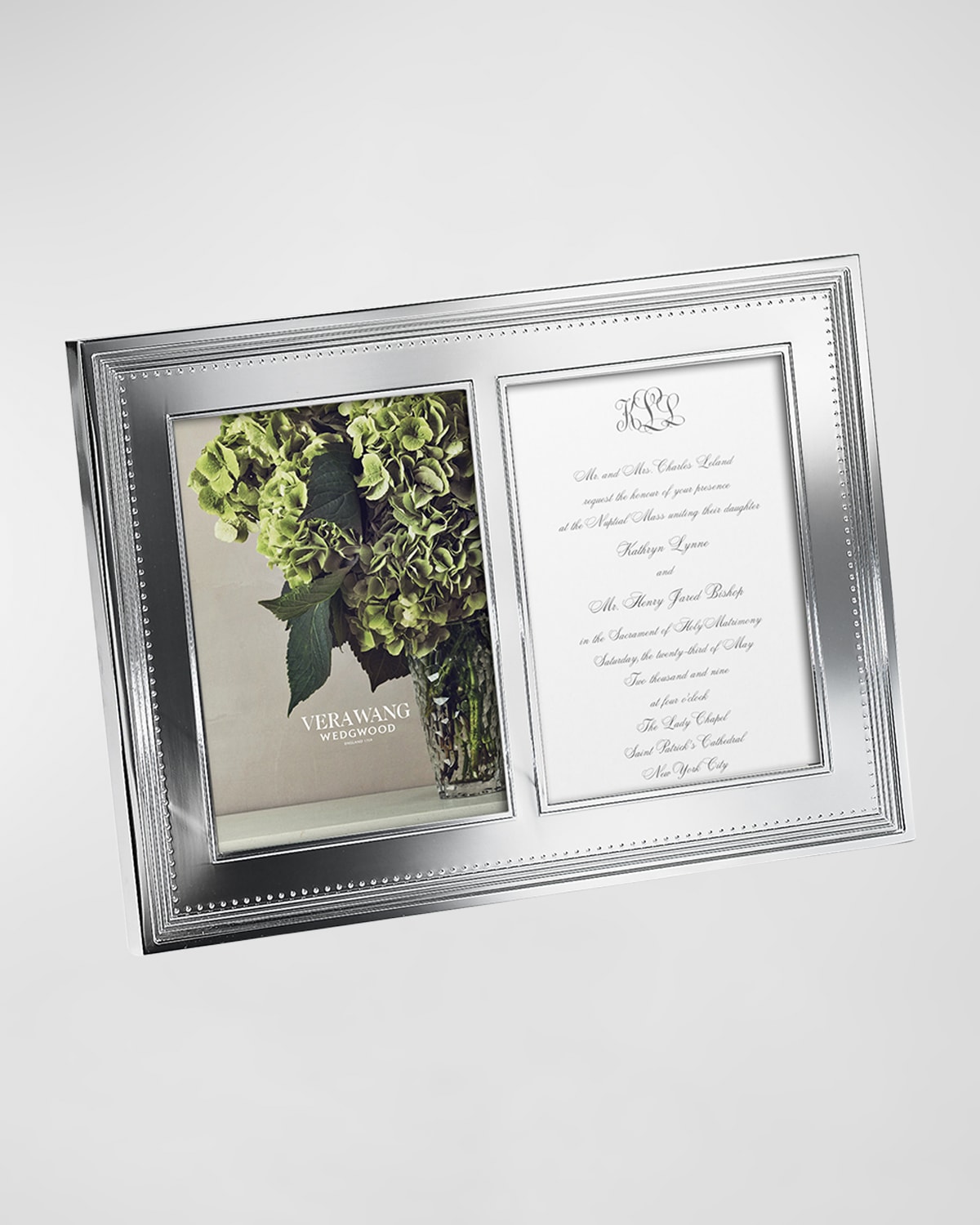 Wedgwood Grosgrain Double Invitation Picture Frame, 5x7" In Silver