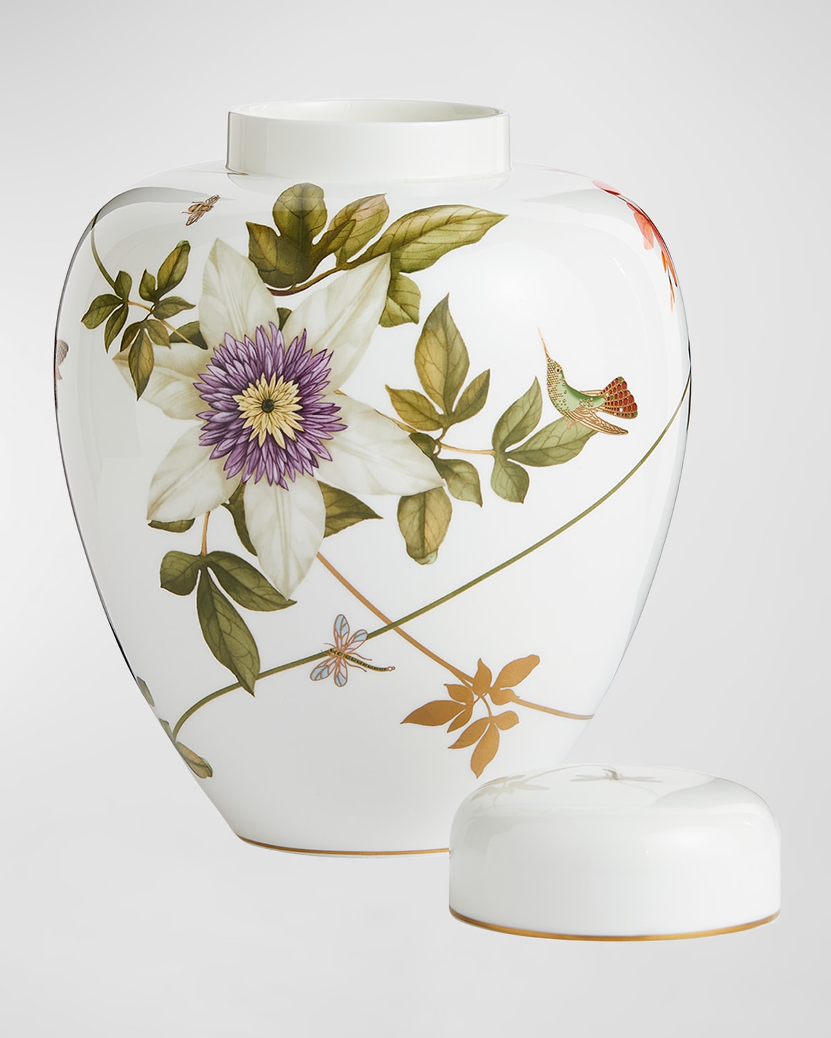Hummingbird Lidded Vase 9.8"