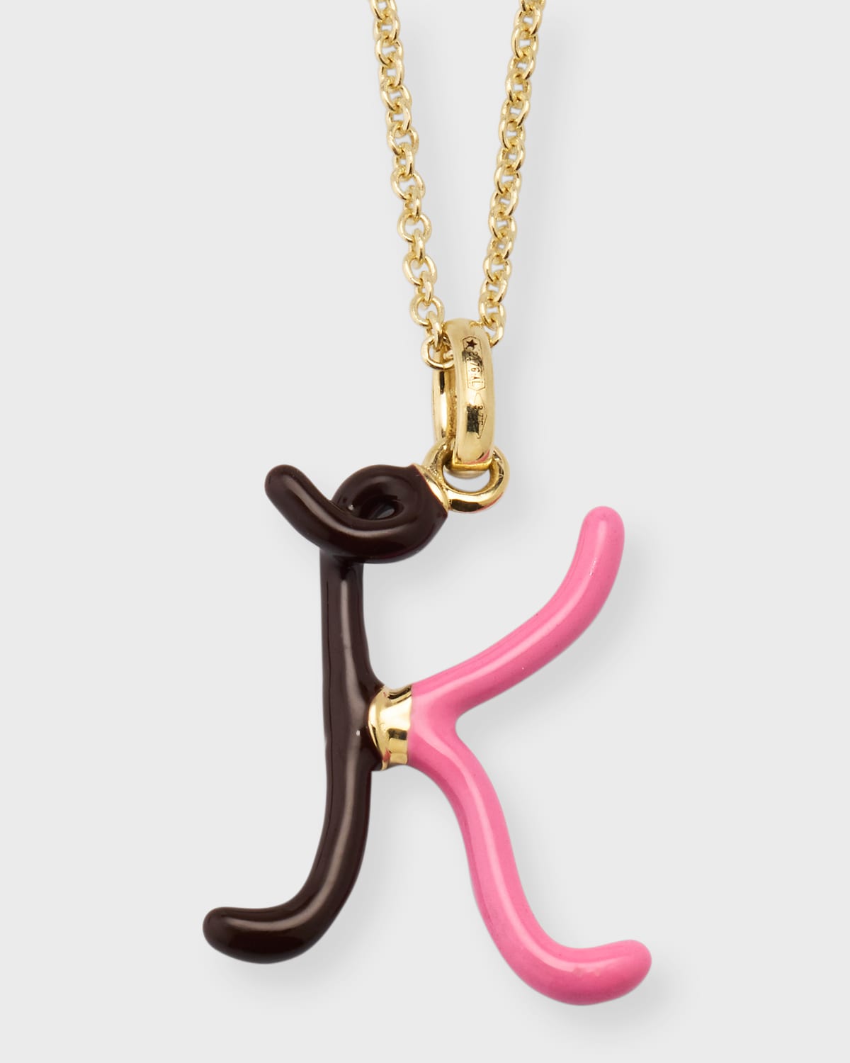 Letter K Pendant Necklace with Duo Colour Enamel