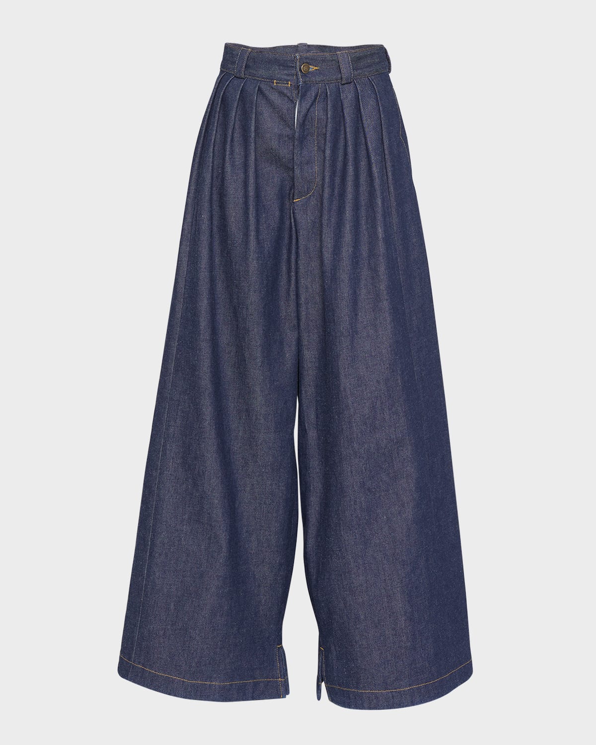 Maison Margiela Pleated Wide-leg Denim Pants In Blue