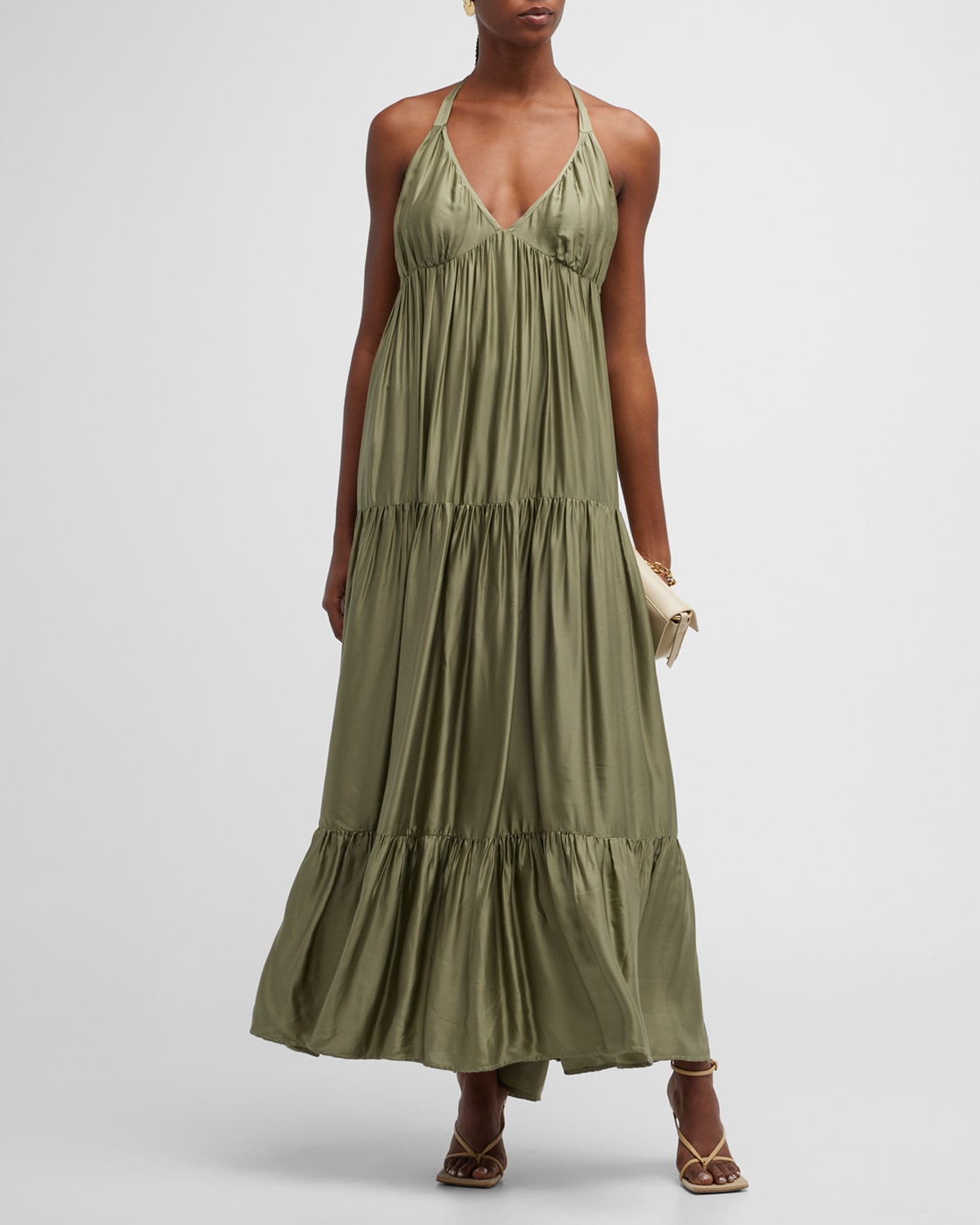 LACE The Label Tiered Satin Maxi Dress