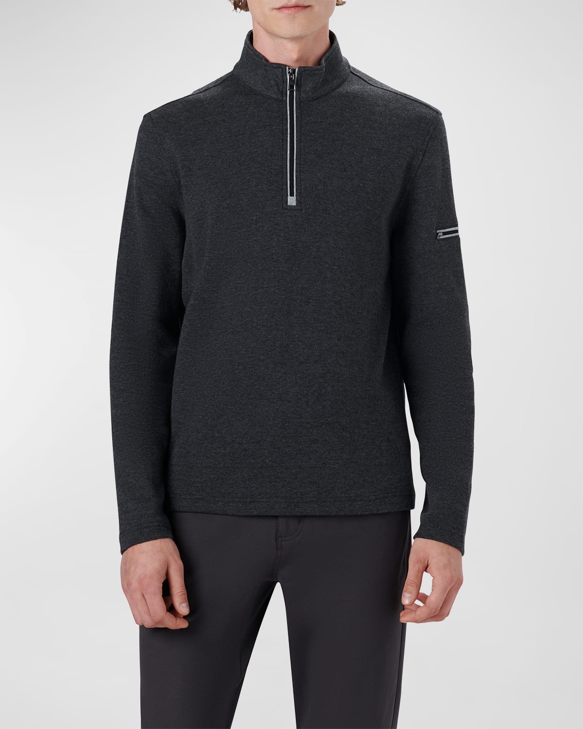 Bugatchi Men's Mock Neck Quarter-zip Sweatshirt In Night-blue
