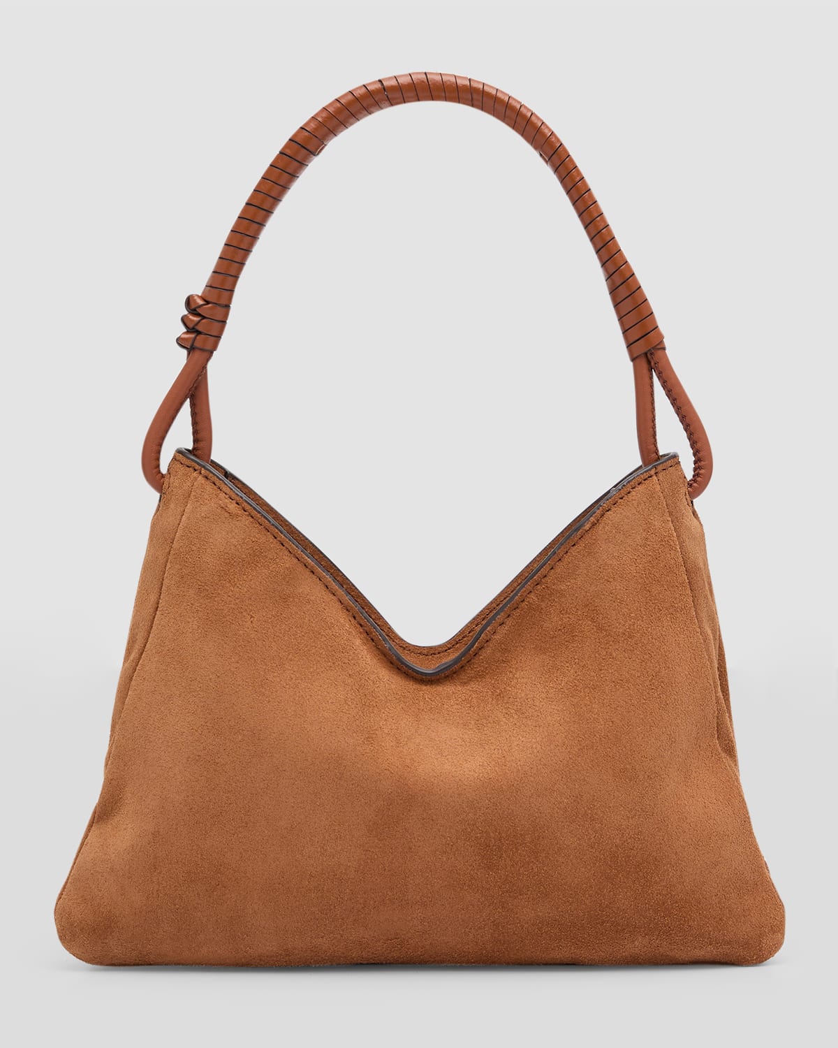 Staud Logo-print Suede Tote Bag In Tan