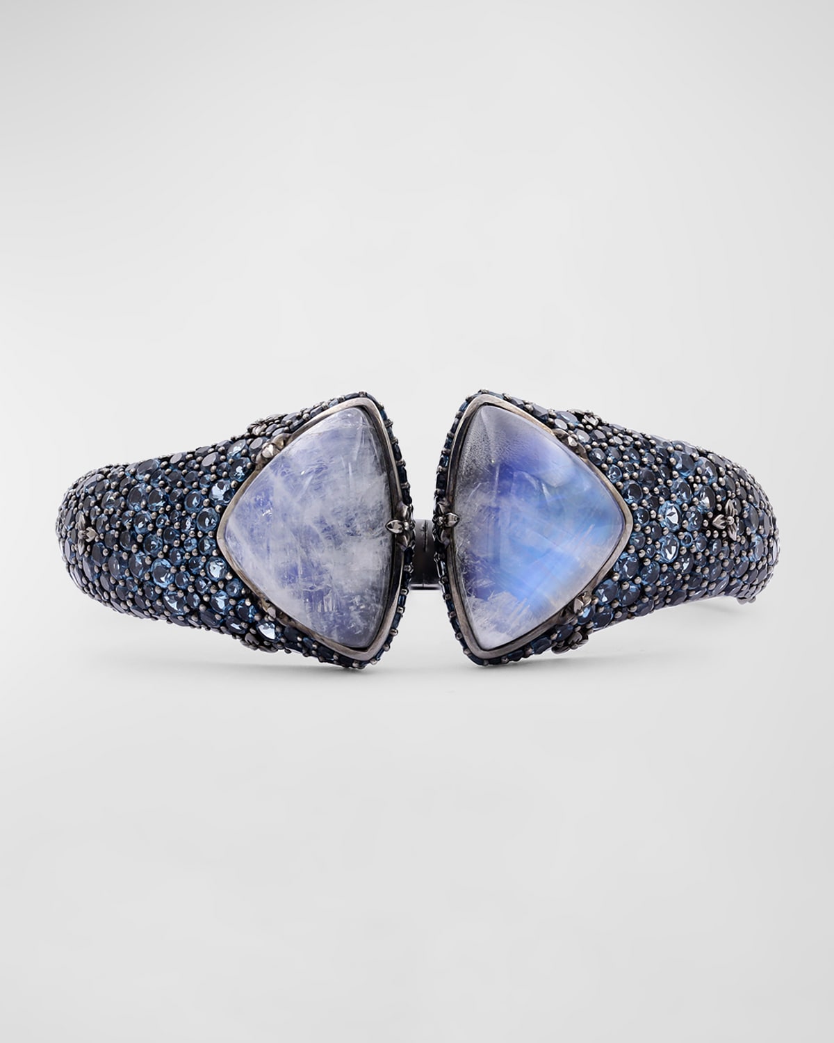 Moonstone and Blue Topaz Bracelet in Blackened Sterling Silver