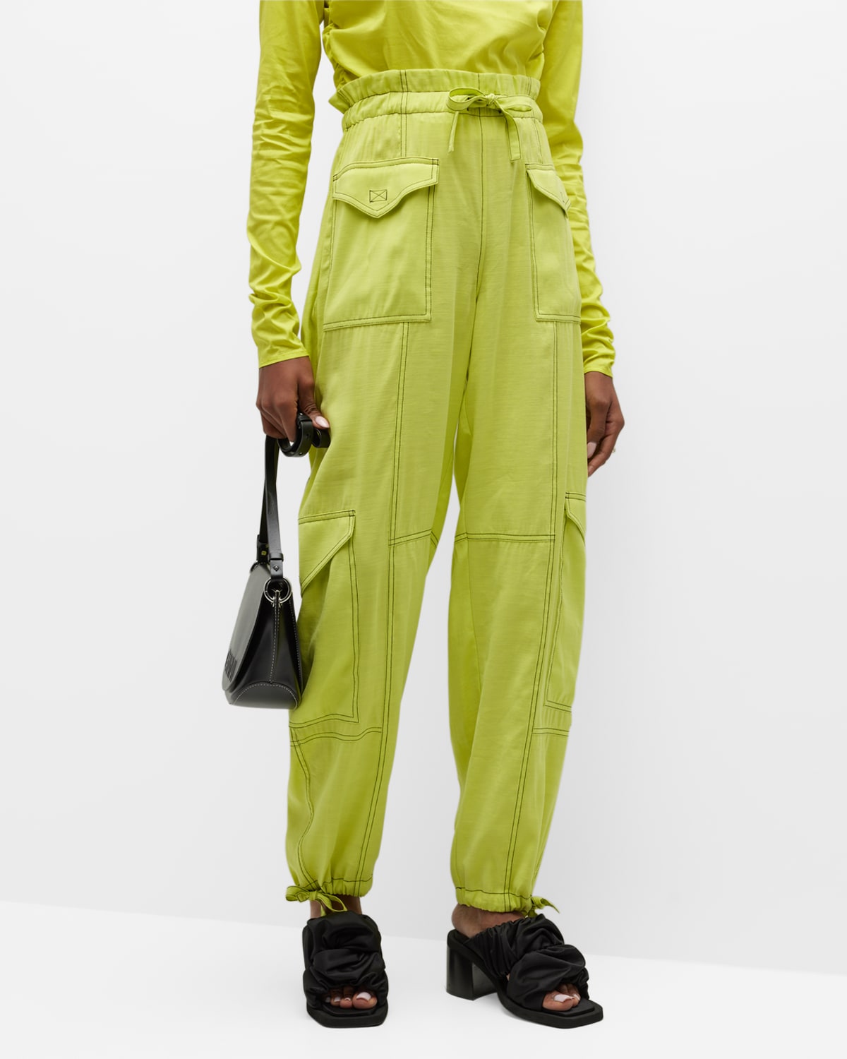 Ganni Light Slub Pocket Pants In Sulphur Spring In Sulphur Spring
