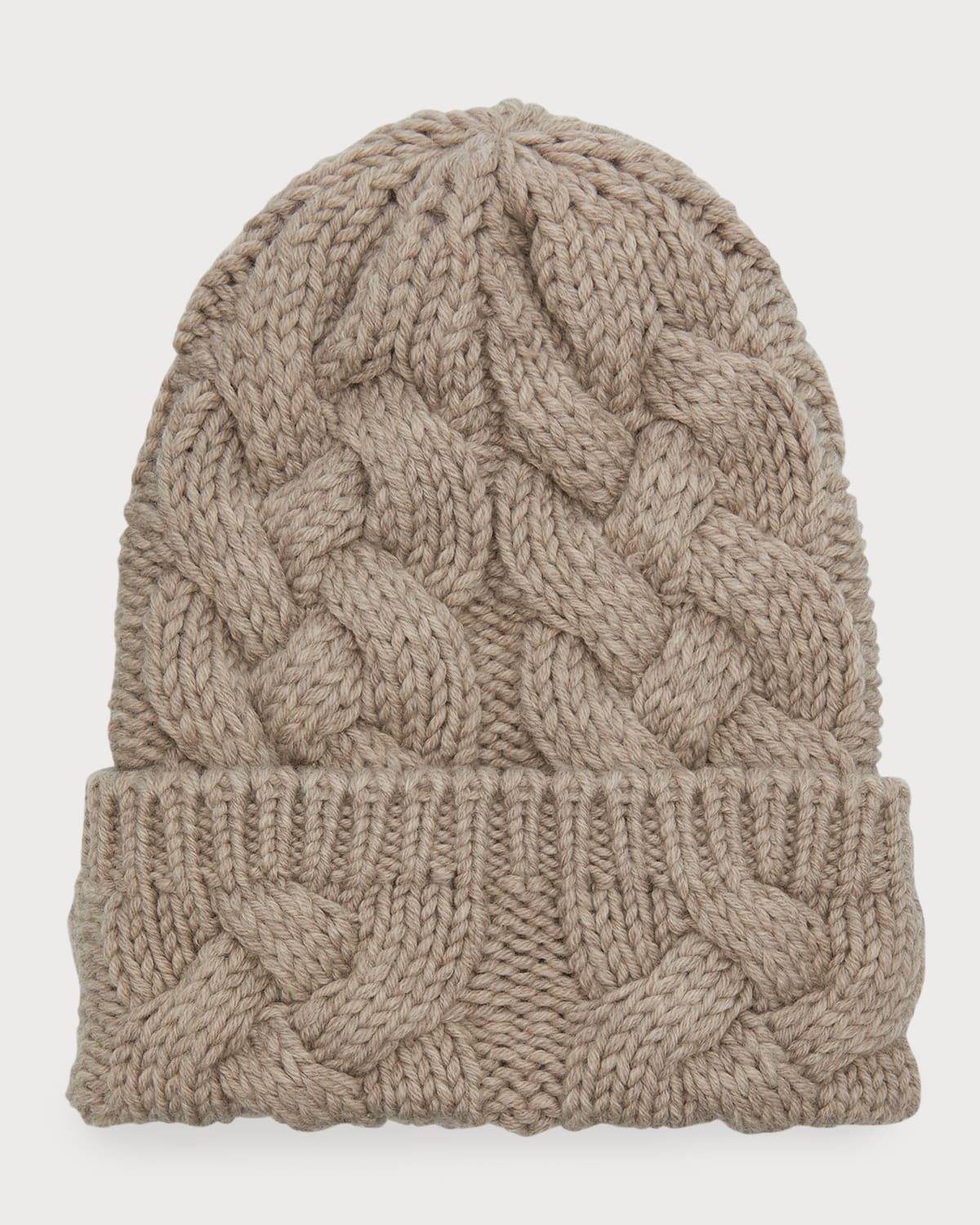 Max Mara Cable Knit Cashmere-wool Beanie In Sand