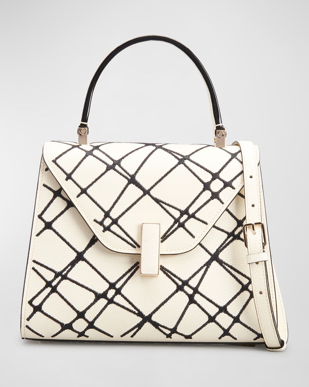 Two-Tone Printed Leather Top-Handle Bag