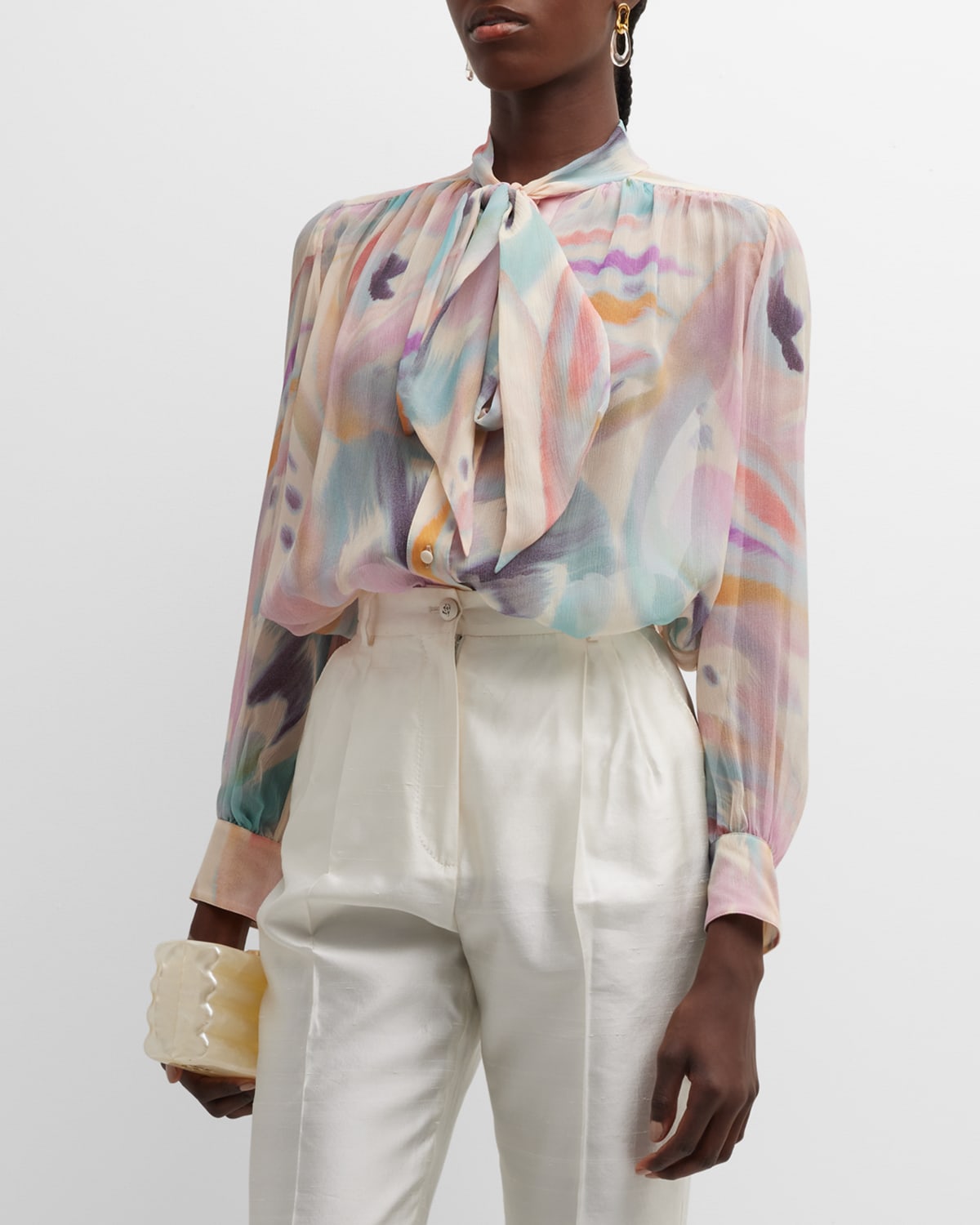 ETRO abstract-print tulle shirt - Pink