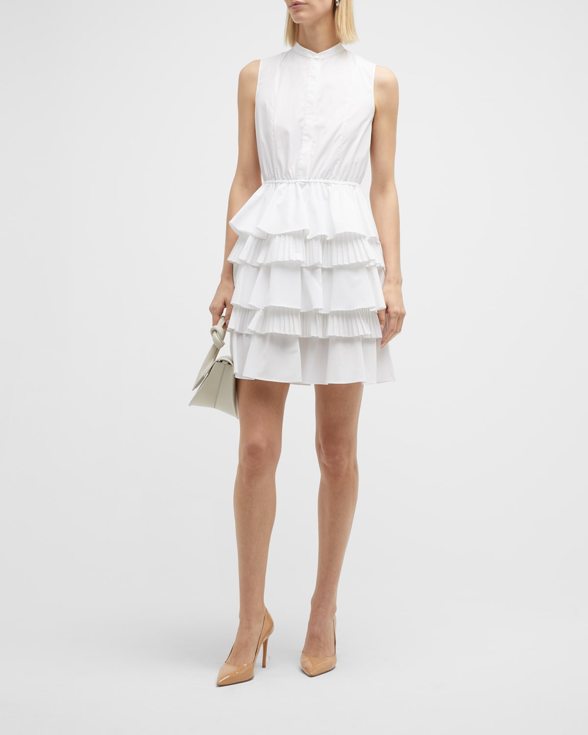 JASON WU RUFFLE TIERED POPLIN MINI DRESS