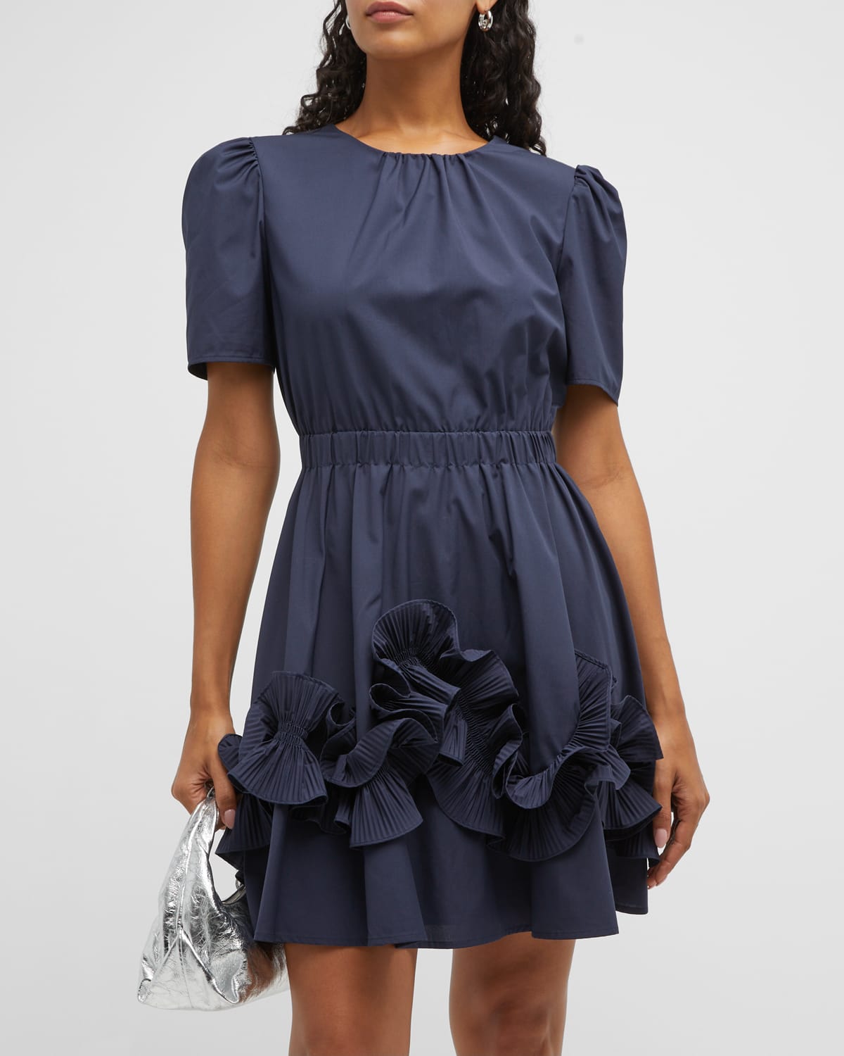 Jason Wu Smocked Floral-Print Silk Mini Dress