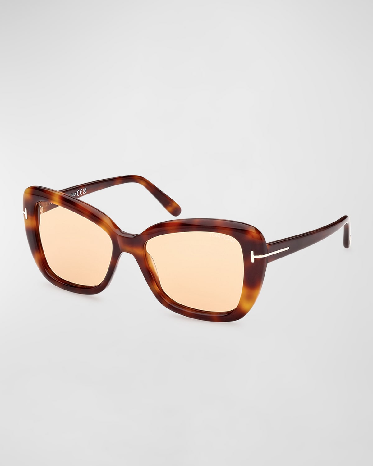 Tom Ford Maeve Havana Acetate Butterfly Sunglasses In Shiny Blonde