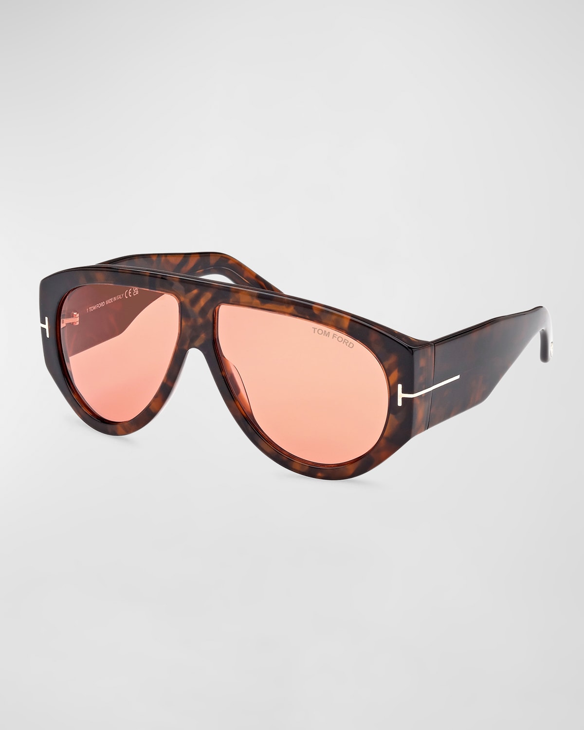 Tom Ford Bronson Aviator Acetate Sunglasses In Shiny Dark Havana