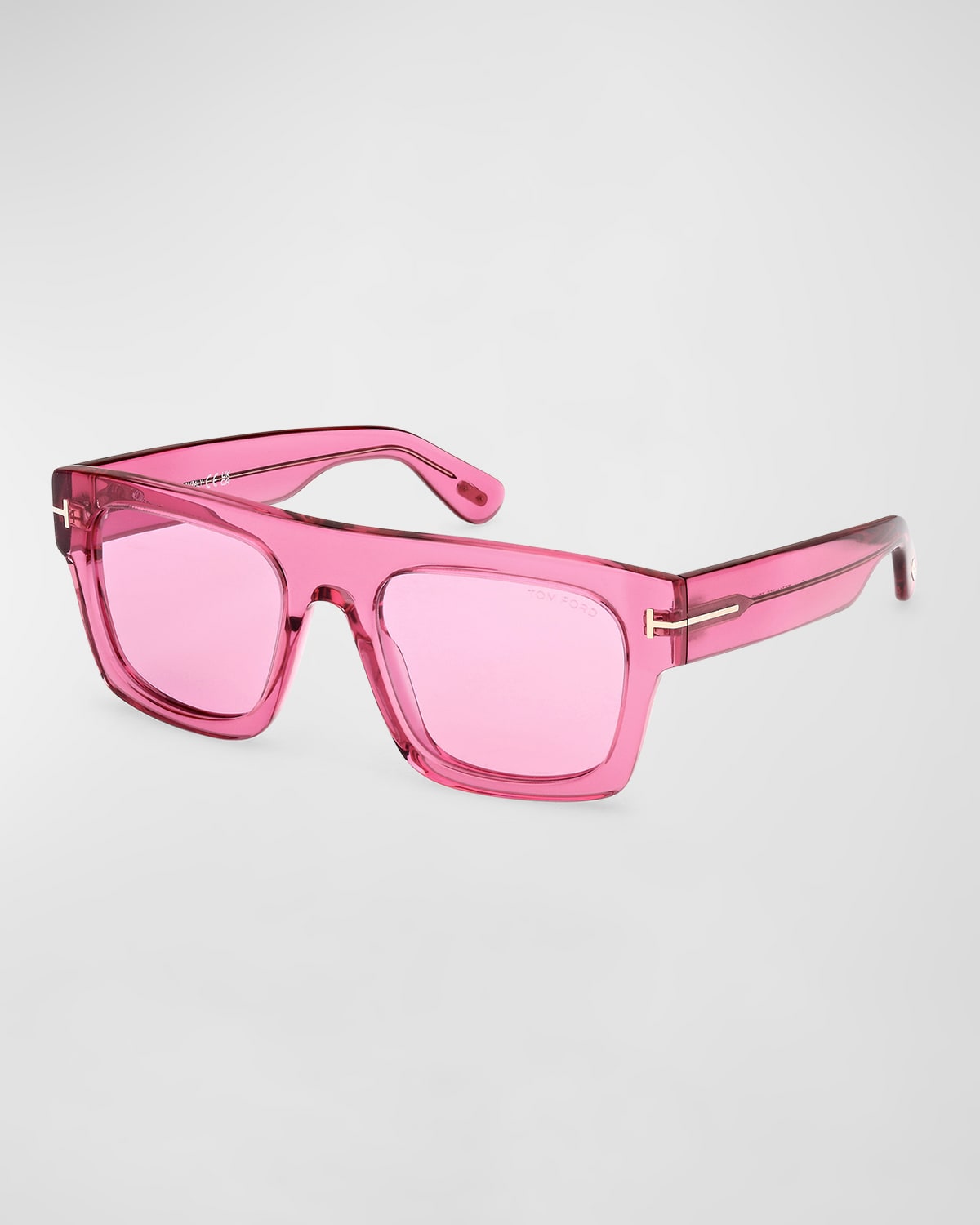 Tom Ford Fausto Square Semi-transparent Acetate Sunglasses In Shiny Transparent