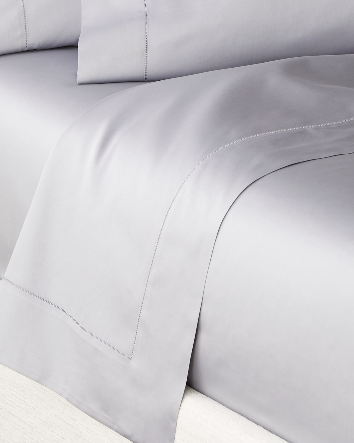 Sferra Giotto Sateen Queen Flat Sheet In Slate