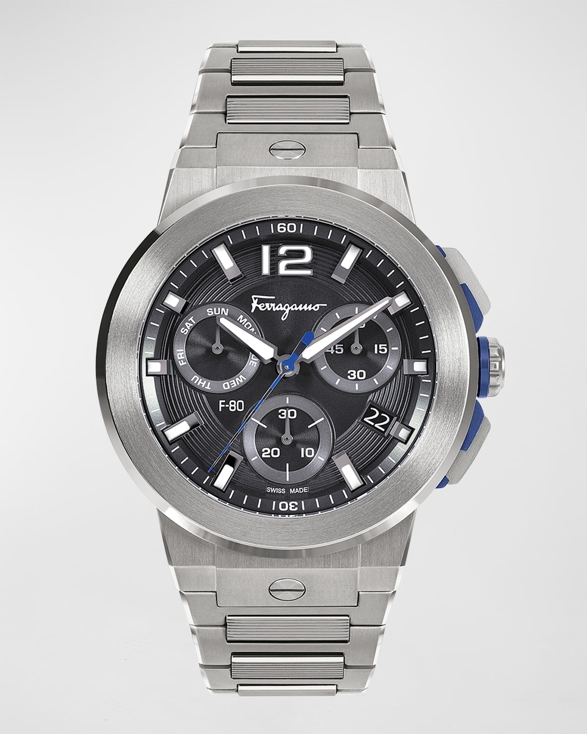 Ferragamo F-80 Titanium Tech Bracelet Watch In Metallic