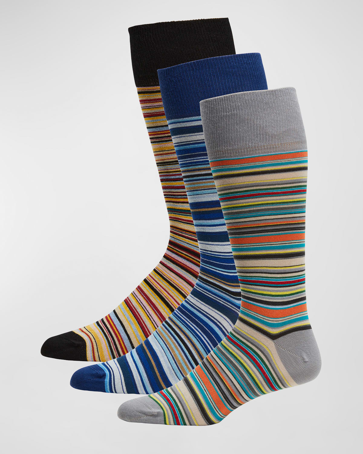 Paul Smith Three-pack Multicolor Signature Stripe Socks In Multi