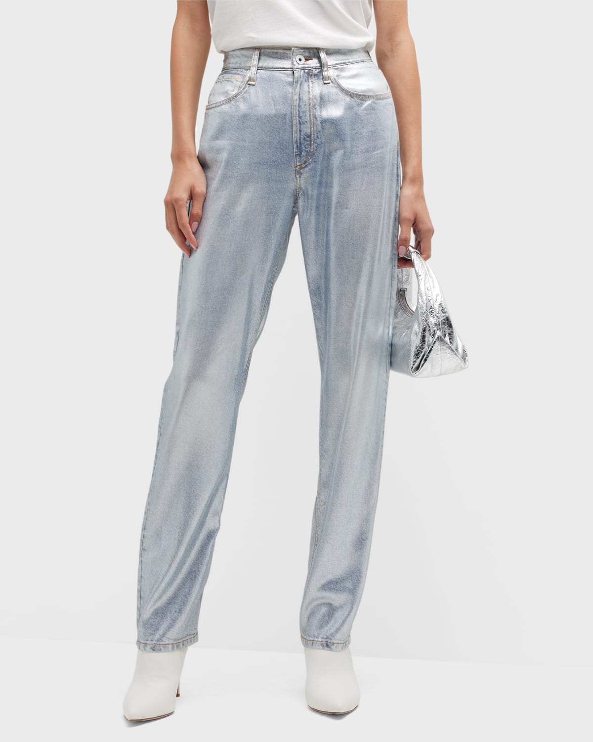 Alex High-Rise Straight Metallic Jeans