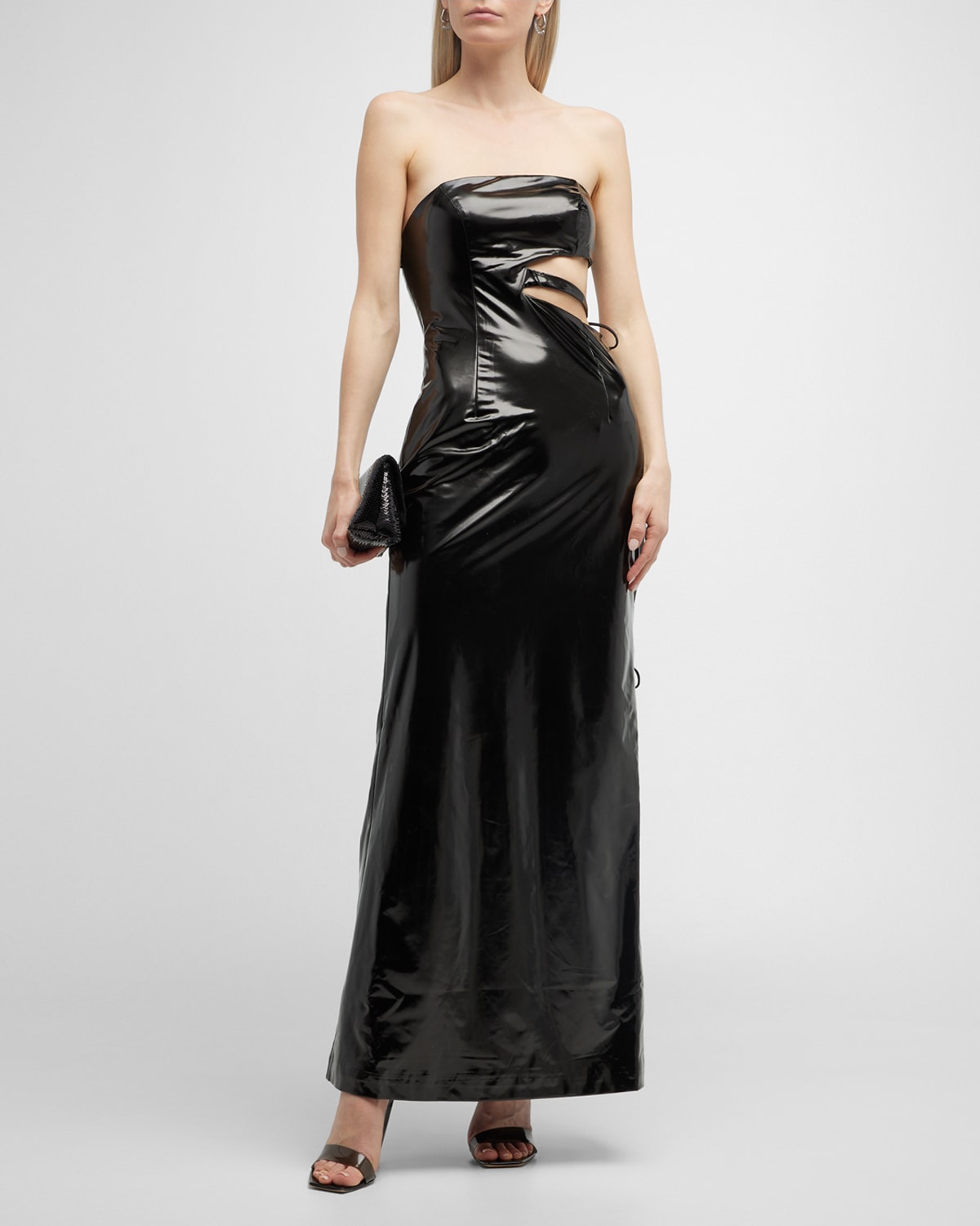 Malena Strapless Patent Maxi Dress