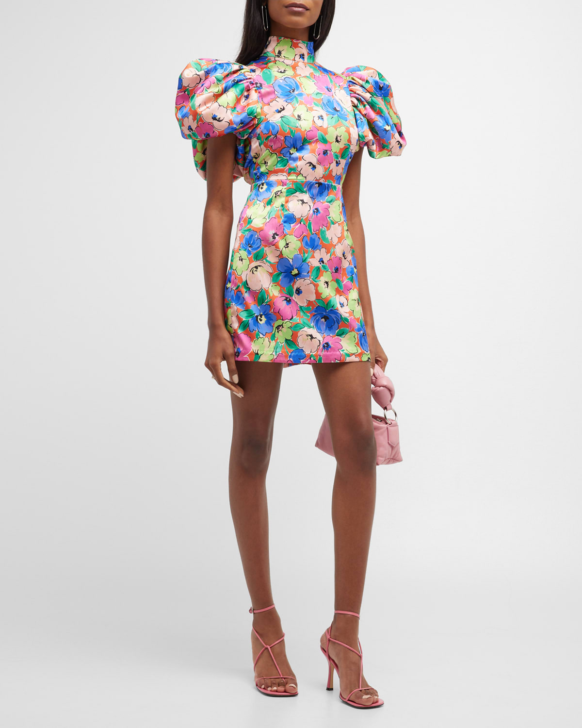 Floral Puff-Sleeve Mini Dress