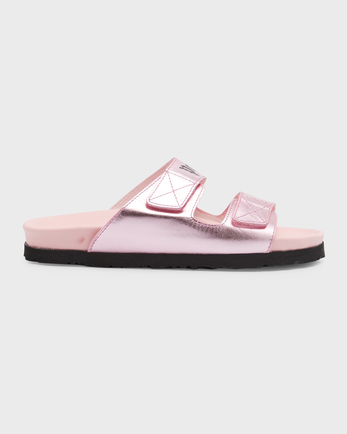 Palm Angels Leather Logo Sandals In Pink