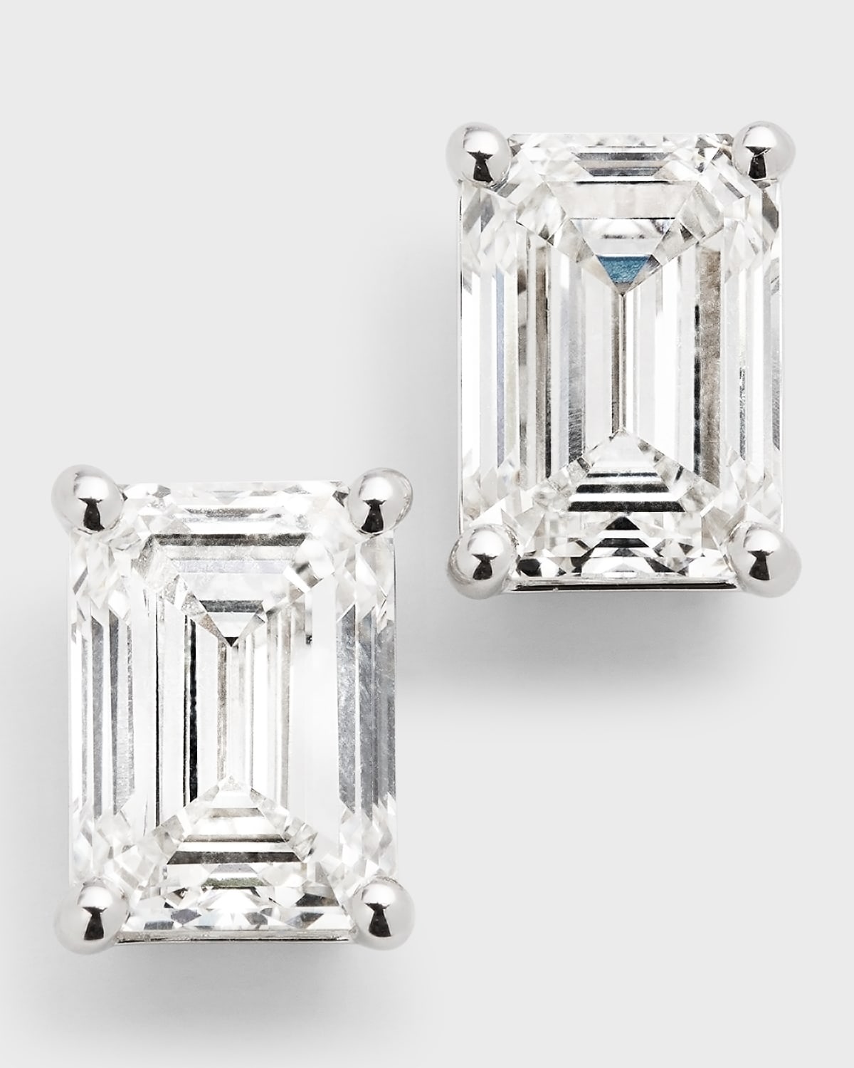 Neiman Marcus Lab Grown Diamonds Lab Grown Diamond 18k White Gold Emerald-cut Stud Earrings, 6.0tcw